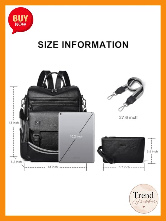 Faux Leather Convertible Travel Laptop Backpack Daypack